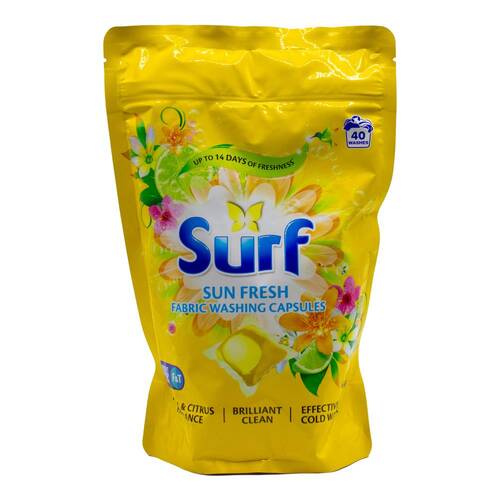 40pc Surf Fabric Washing Capsules Front & Top Loader - Sun Fresh