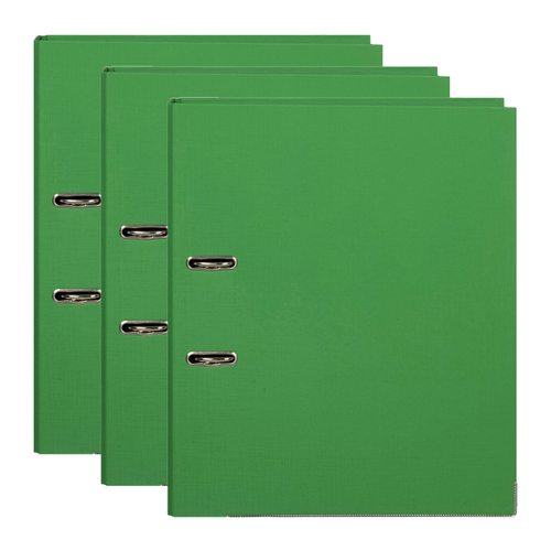 3PK Marbig Foolscap PE 75mm Lever Arch File Folder - Green