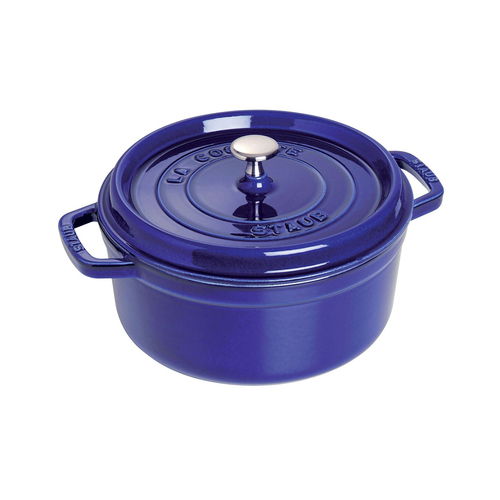 Staub 24cm/3.8L Cast Iron Round Cocotte Pot w/ Lid - Dark Blue