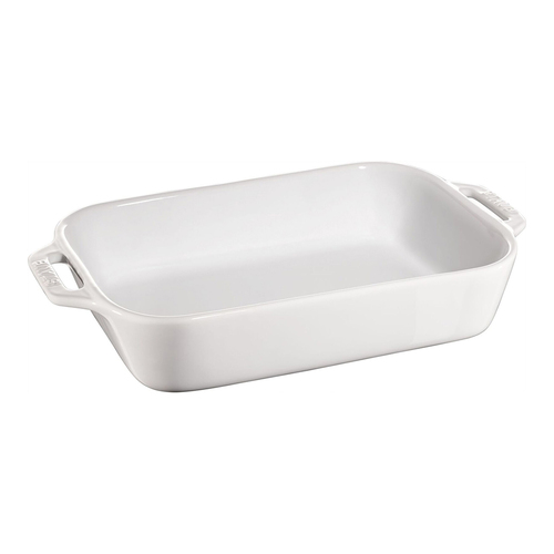 Staub Ceramic 27x20cm Gratin Dish Rectangular Oven Bakeware - White