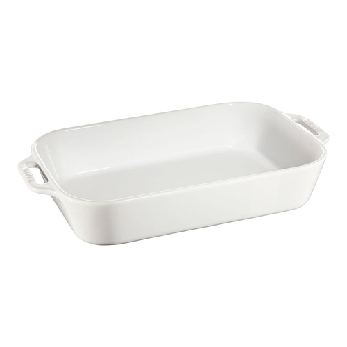 Staub Ceramic 34x24cm Gratin Dish Rectangular Oven Bakeware - White