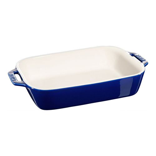 Staub Ceramic 27x20cm Gratin Dish Rectangular Oven Bakeware - Blue