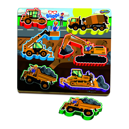 7pc Creative Kids Blippi Construction Vehicles Puzzle Toy 3y+