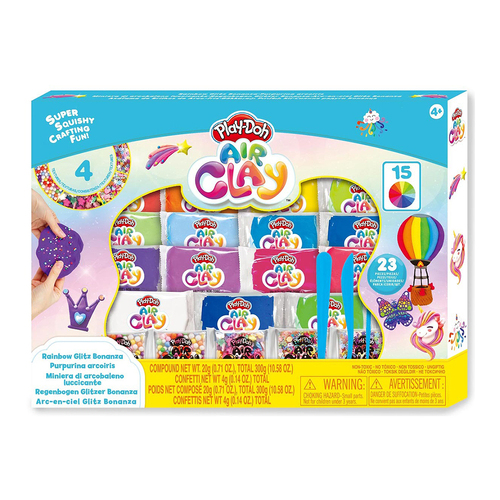 Play-Doh Air Clay Rainbow Glitz Bonanza Pack Art Craft Toy 4y+