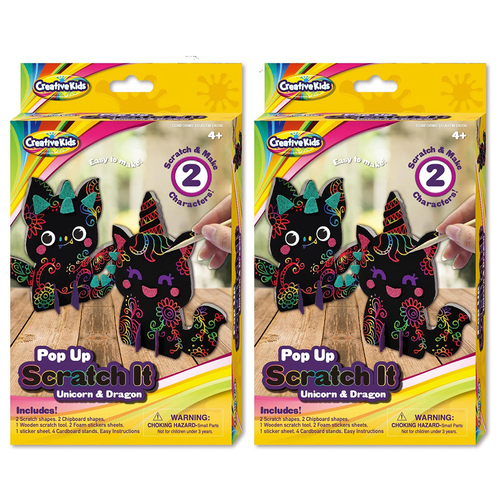 2PK Creative Kids Pop Up Scratch It Unicorn & Dragon 4y+