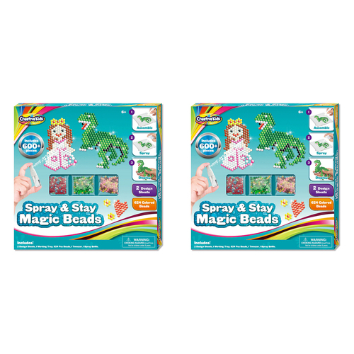 2PK Creative Kids Dinosaur & Princess Spray Stay Magic Beads 6y+