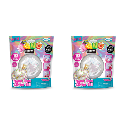 2PK Nano Crafts Glitter Tape Set Art Craft Kids Creative Toy 6y+ Clear