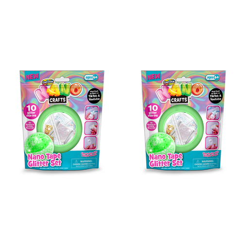 2PK Nano Crafts Glitter Tape Set Art Craft Kids Creative Toy 6y+ Green