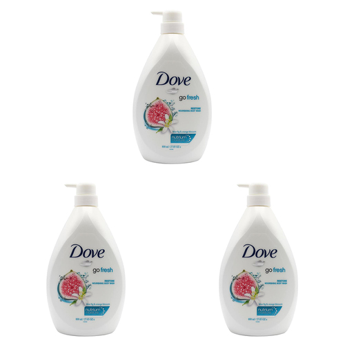 3PK Dove 800ml Body Wash Bath Soap Blue Fig & Orange Blossom Scent