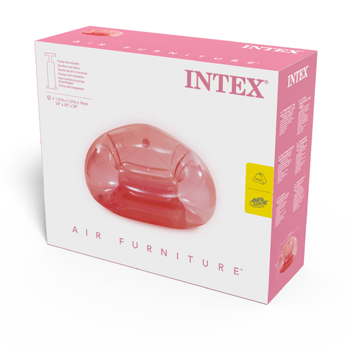 Intex Transparent Beanless Bag Inflatable Lounge Chair 1.37m x 1.27m - Pink 