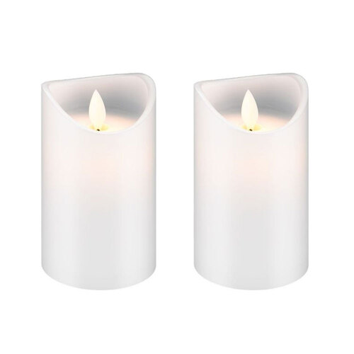 2PK Goobay Battery-Operated 7.5x12.5cm LED Wax Candle in Glass - White