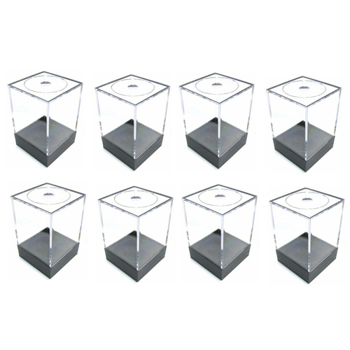 8PK Chessex Plastic Figure Display Box Clear w/ Black Lid - Medium