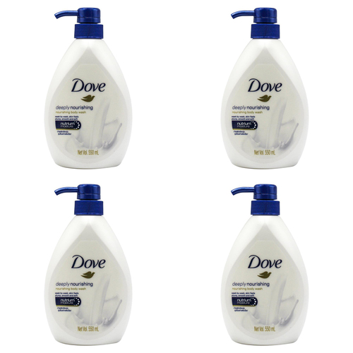 4PK Dove 550ml Body Wash Moisturising Bath Soap Deeply Nourishing