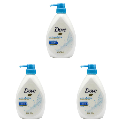 3PK Dove 550ml Nourishing Body Wash Bath Soap Gentle Exfoliating