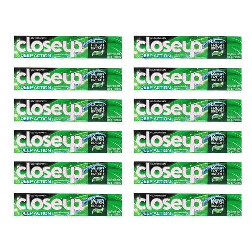 12PK Closeup 160g Fluoride Toothpaste Tube Deep Action Menthol Fresh