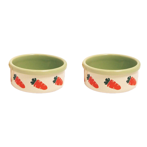 2x Rosewood Ceramic Carrot Pet Bowls Asstd