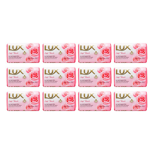 12PK Lux 80g Bar Soap French Rose & Almond Oil - Soft Touch