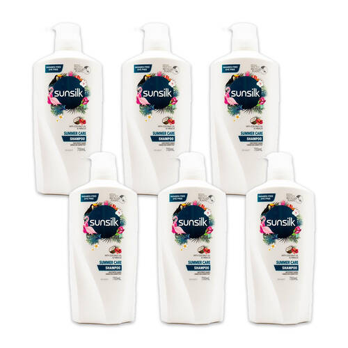 6PK Sunsilk 700ml Shampoo Summer Care w/ Coconut Oil & Hibiscus