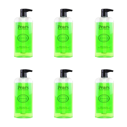 6PK Pears 500ml Body Wash Soap-Free Oil Clear & Glow w/ Lemon Flower