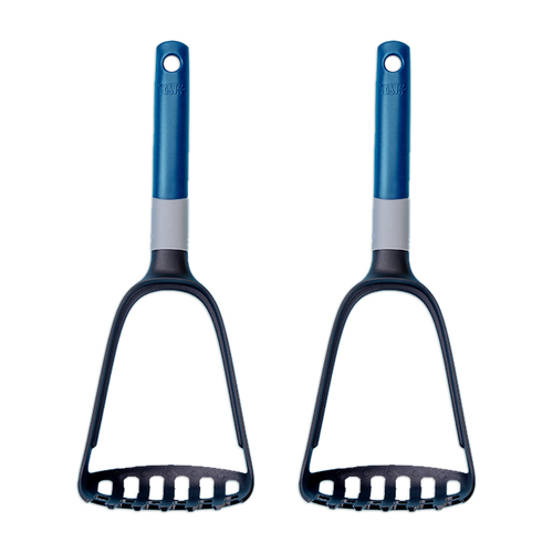 2PK Tasty 2-in-1 Potato Masher/Spaghetti Spoon Cooking Utensil 30cm Black/Blue