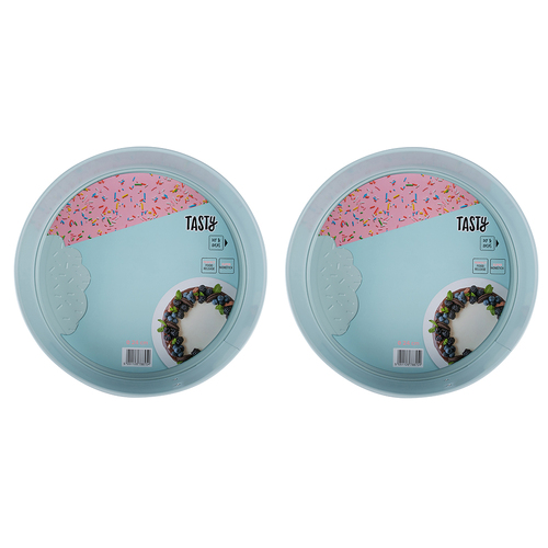 2PK Tasty Springform Non-Stick Cake Pan Round 24cm Light Blue