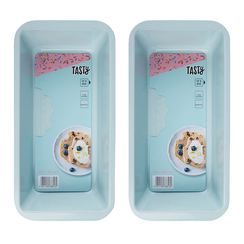 2PK Tasty Non-Stick Loaf Tin Rectangle 30cm Light Blue