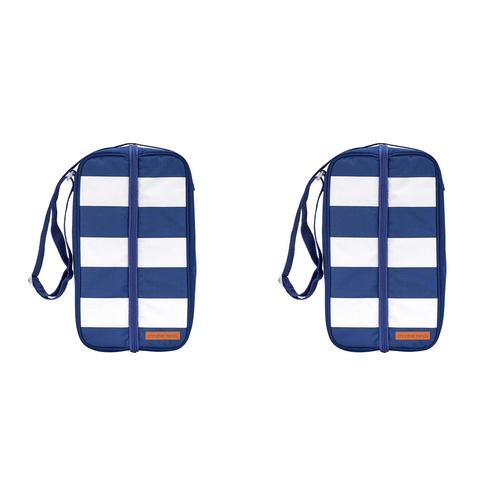 2PK Annabel Trends Picnic Bottle Bag 35x18cm - Navy Stripe