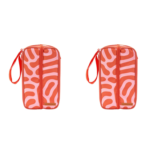 2PK Annabel Trends Picnic Bottle Bag 35x18cm - Red Squiggle