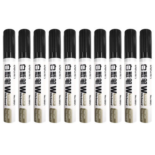 10pc Deli Whiteboard Marker - Black