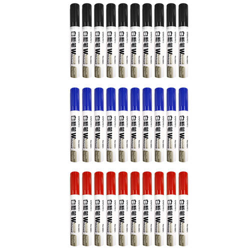 3x 10pc Deli Whiteboard Marker - Black, Blue, Red