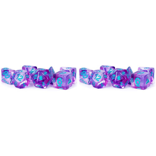 14pc Fanroll by Metallic Unicorn Resin Polyhedral RPG Tabletop Dice Set - Violet Infusion