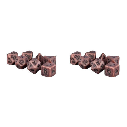 14pc Fanroll by Metallic Resin/Polyhedral RPG Tabletop Dice Set - Ancient Copper