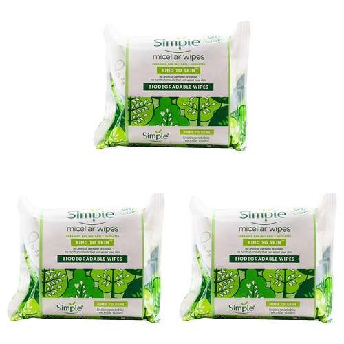 120pc Simple Micellar Wipes Biodegradable For Sensitive Skin