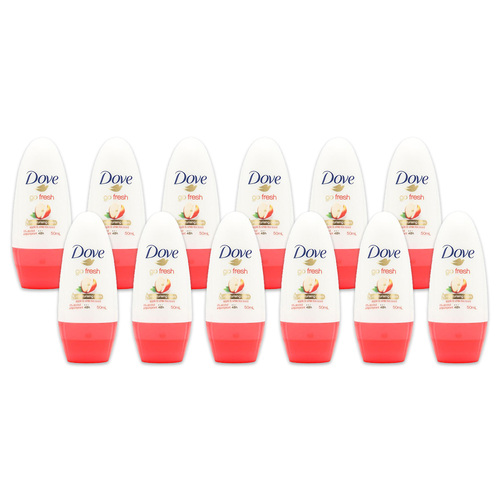 12PK Dove 50ml Antiperspirant Roll On Deodorant Apple & White Tea Scent