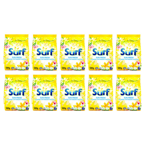 10PK Surf Laundry Washing Detergent Powder 500g - Sun Fresh