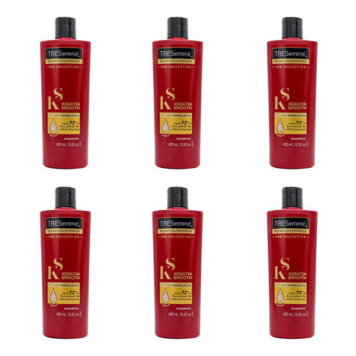 6PK Tresemme 400ml Keratin Smooth w/ Marula Oil Hair Care Shampoo