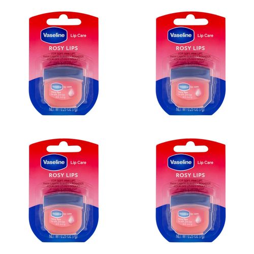 4PK Vaseline Lip Therapy 7g Petroleum Jelly Moisturiser Rosy Lips