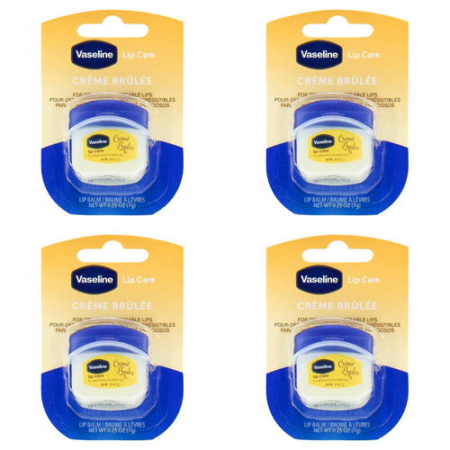 4PK Vaseline Lip Therapy 7g Petroleum Jelly Moisturiser Creme Brulee