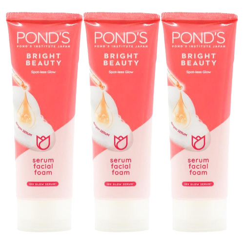 3PK Ponds Bright Beauty Spot-Less Glow Facial Foam 50g