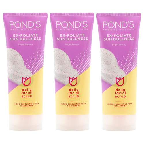 3PK Ponds Bright Beauty Daily Foam Facial Cleanser 100g