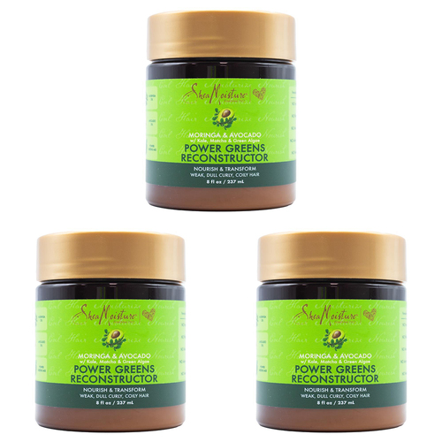 3PK Shea Moisture 237ml Power Greens Hair Treatment Moringa & Avocado