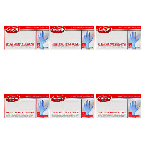 600pc Lifebuoy Nitrile Examination Gloves Powder Free Large