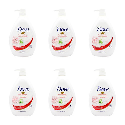 6PK Dove 1000ml Body Wash Liquid Bath Soap Rose Soothing Scent