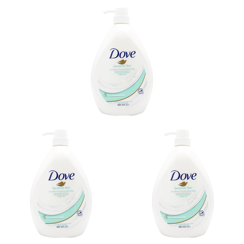 3PK Dove 1000ml Body Wash Liquid Bath Soap For Sensitive Skin