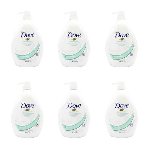 6PK Dove 1000ml Body Wash Liquid Bath Soap For Sensitive Skin