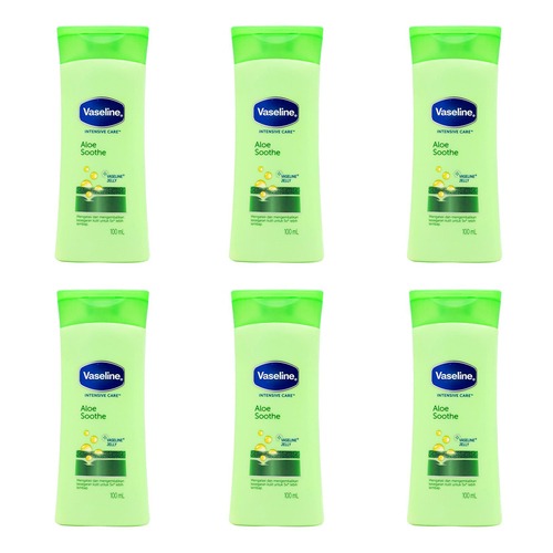 6PK Vaseline 100ml Moisturising Lotion Aloe Soothe For Dry Skin