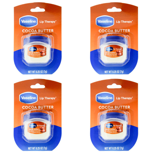 4PK Vaseline Lip Therapy 7g Petroleum Jelly Moisturiser Cocoa Butter