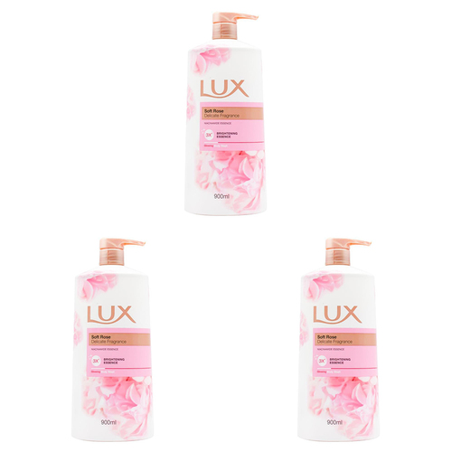 3PK Lux 900ml Glowing Body Wash Niacinamide Essence Soft Rose