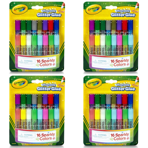 64pc Crayola Washable Glitter Glue Sparkly Colour Tubes Art/Craft 3y+