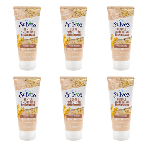 6PK St Ives 170g Gentle Smoothing Scrub & Mask Moisturizing Cream Oatmeal